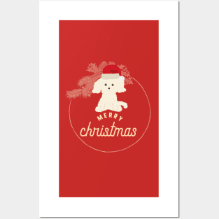 Merry Christmas Puppy Posters and Art